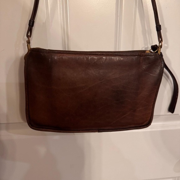 Vintage Early 80's Coach Leather Shoulder Clutch Bag Dark Brown Purse #0132 - Picture 3 of 16